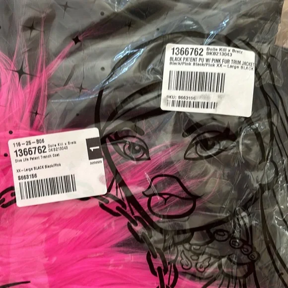 Dolls Kill x BRATZ Patent PU w/pink Fur Trim Lined Trench Coat NWT - Picture 10 of 11